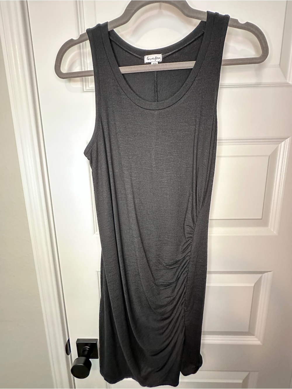 Black Sleeveless Ruched Tank Dress